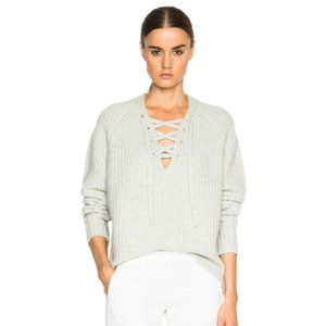 Nili Lotan Gray Lace-Up Sweater